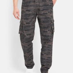 Octave Black Regular Fit Camo Print Cargo Trackpants-picture-43