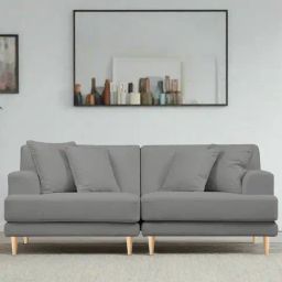Febonic Smoke Grey Neem Wood 3 Seater Sofa-image-73