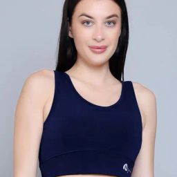 N-Gal Navy Logo Print Sports Bra-image-38