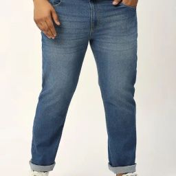 Thomas Scott Blue Slim Fit Heavily Washed Plus Size Jeans-picture-3