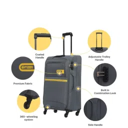 Citizen Journey Pulse Grey Solid Soft Medium Trolley Bag - 68 Cms image 4