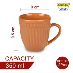 Urban Chef Brown Ceramic Handcrafted Microwave Safe Tea Cup - Set of 2 image 4