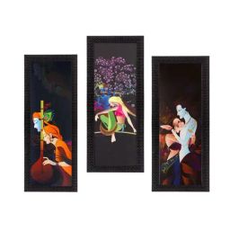 eCraftIndia Set Of 3 Radha Krishna Satin Matt Texture UV Art Painting-23