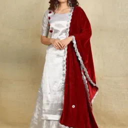 SHADES Silver Zari Work Shawl-picture-11