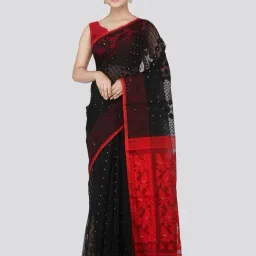 Pinkloom Black Cotton Woven Saree-picture-28