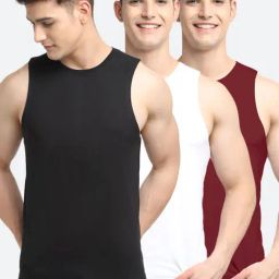 Friskers Multi Cotton Slim Fit Vest - Pack of 3-image-77