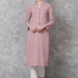 Biba Pink Cotton Printed Straight Kurta-image-59