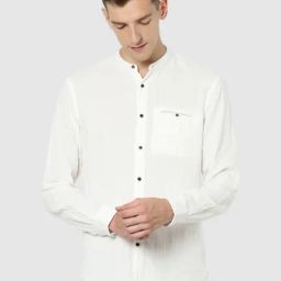 celio* White Regular Fit Cotton Shirt-image-96
