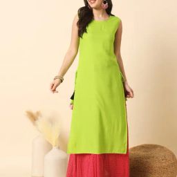 Meeranshi Parrot Green Straight Kurta-image-27