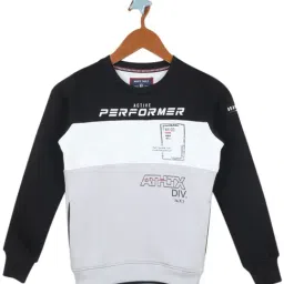 Monte Carlo Kids Black & Grey Color Block Full Sleeves Sweatshirt-image-85