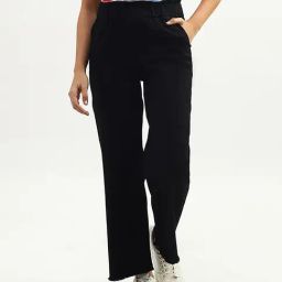 United Colors Of Benetton Black Cotton Mid Rise Trousers-image-78
