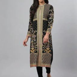 Aurelia Black Embroidered Winter Kurta-image-55