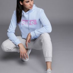 ASICS Women Light Blue Brand Logo Printed Hooded Sweatshirt-picture-50