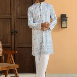 KRAFT INDIA Men Ethnic Motifs Embroidered Regular Kurta with Pyjamas-image-53