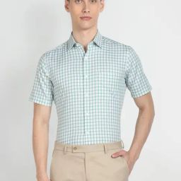 Arrow Green Cotton Regular Fit Checks Shirt-picture-27