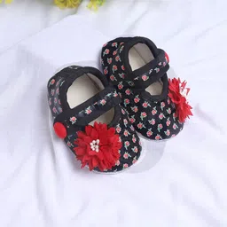 COCO CANDY Girls Black Coco Candy Floral Flap Booties-18