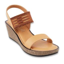 Catwalk Women's Tan Sling Back Wedges-image-96