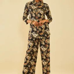 Soch Black Rayon Floral Printed Co-Ord Set With Cutdana Work-image-56