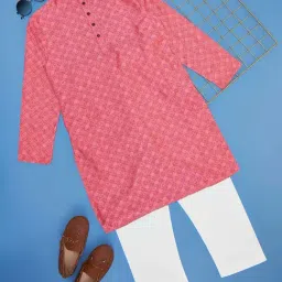Indus Route by Pantaloons Boys Coral Printed Full Sleeves Kurta Sets-image-76