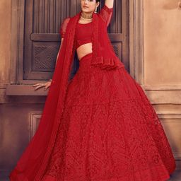 KALINI Embroidered Thread Work Semi-Stitched Lehenga & Unstitched Blouse With Dupatta-picture-35