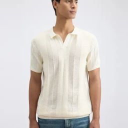 Pepe Jeans Beige Cotton Regular Fit Striped Polo T-Shirt-42