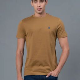 Red Tape Light Camel Cotton Regular Fit T-Shirt-image-89