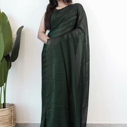 Anouk Rustic Striped Poly Georgette Saree image 5