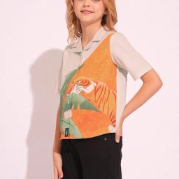 VERO MODA GIRL Kids Bone White Cotton Graphic Shirt-image-45