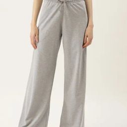FEMEA Grey Cotton Blend Solid Trackpants-image-48