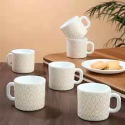 Larah by Borosil White Ceramic Tea & Coffee Mug - Set fo 6 100ml-image-44