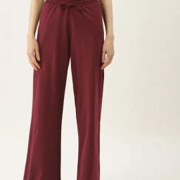 FEMEA Maroon Cotton Blend Solid Trackpants-picture-18