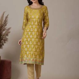Aurelia Olive Embroidered Kurta-image-46