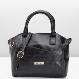 Caprese Solid Structured Handheld Bag With Minimal Crocodile Textured Detail-34