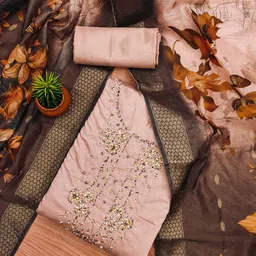 KALINI Embellished Unstitched Dress Material-image-97