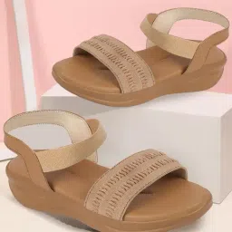 Fausto Women's Camel Ankle Strap Wedges-picture-32