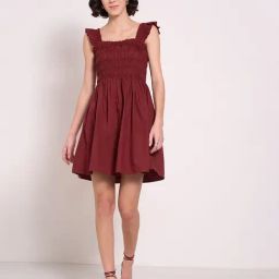 People By Pantaloons Ruby Wine Cotton Regular Fit Dress-image-76
