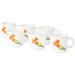 Larah by Borosil White Ceramic Tea & Coffee Mug - Set fo 6 180ml-13
