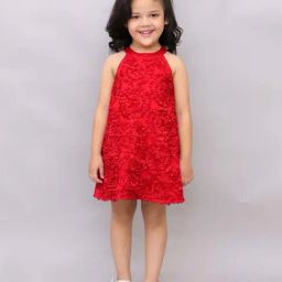 Lil Drama Kids Red Self Regular Fit Dress-picture-11