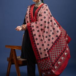 Taavi Hand Block Ajrakh Printed Pure Cotton Dupatta-10