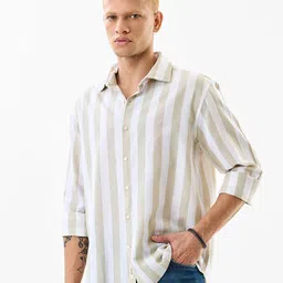 Snitch Vertical Striped Cotton Linen Casual Shirt-image-46