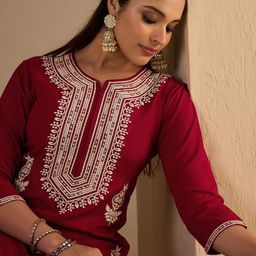 Indo Era Women Ethnic Motifs Printed Kurta with Trousers-picture-16