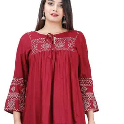 HEBA Women Embroidered Tie-Up Neck Top-image-38
