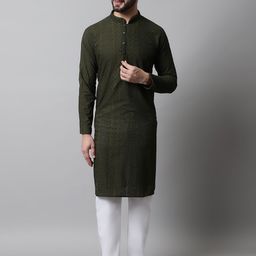 Jompers Men Embroidered Regular Chikankari Pure Cotton Kurta with Churidar-picture-13