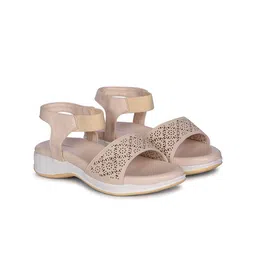 Mast & Harbour Women Textured Open Toe Flats with Laser Cuts-image-98