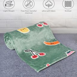 Mi Arcus Fruits Print Flurry Blanket- Green-55
