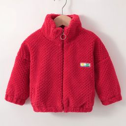 Kookie Kids Full Sleeves Solid Colored Front Open Jacket - Red-image-48
