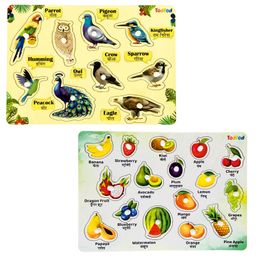 TodFod Wooden Birds  & Fruit Puzzle 2 Puzzles Multicolour - 25 Pieces-28