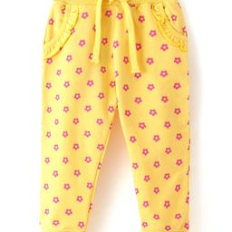 Babyhug Cotton Looper Full Length Lounge & Track Pants Floral Print -Yellow-image-24