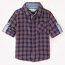 INFINITY Full Sleeves Checked Shirt - Navy Blue-image-93