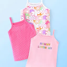 Babyhug 100% Cotton Knit Singlet Sleeves Antibacterial Floral Printed Slips Pack Of 3 - Multicolour-picture-48
